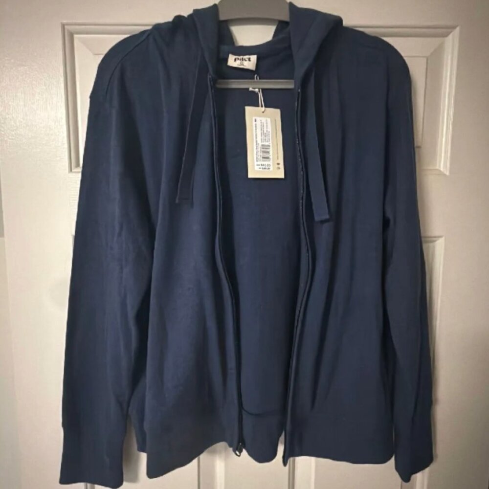 Pact womens french navy heather airplane zip hoodie